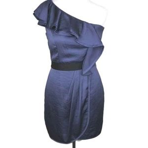 🆕 BCBGeneration One Shoulder Ruffle Cocktail Dress Blue NWT Retails $128